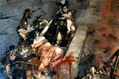 Andromaque de Georges-Antoine Rochegrosse, 1883 (croix gammée inscrite dans le sang sur ce tableau représentant les massacres des troyens)